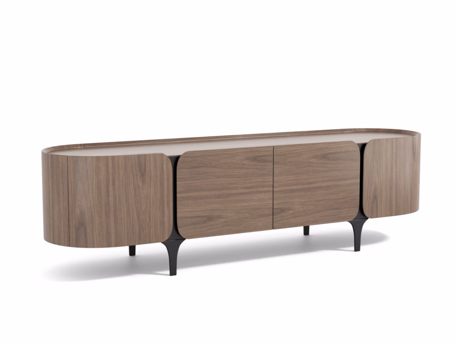 Minimalistlik TV-alus 200 cm, pähkliviimistlus Livin Hill Sileno SE02, 4 uksega, vaikse sulgumisega – 2
