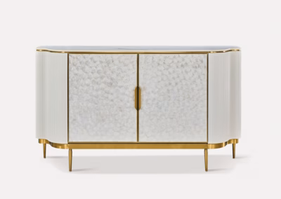 TV-kummut merekarbifrontiga Livin Hill Stilig ST906C, 150 x 40 x 88 cm, valge-kuldne