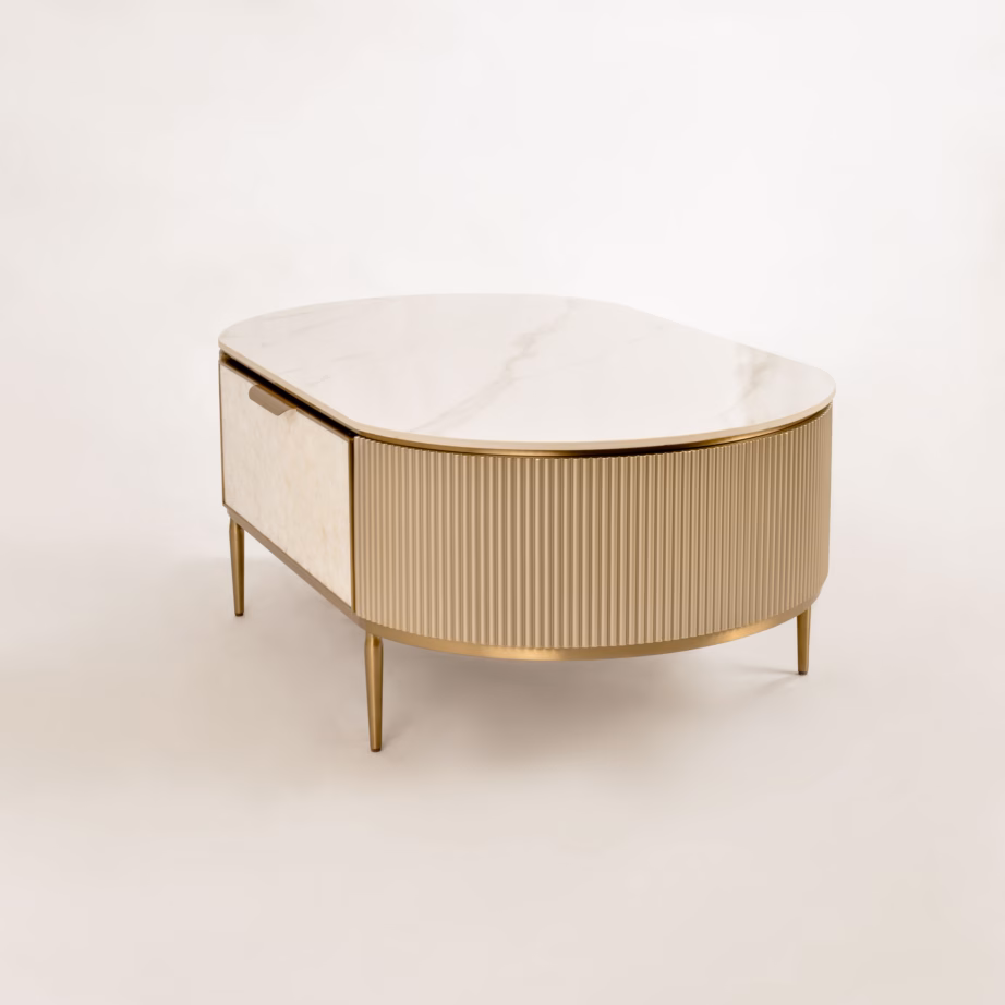 2 sahtliga diivanilaud Livin Hill Stilig ST907, 122 x 71 cm, šampanjakuldne, sünteetilise marmori viimistlusega – 7