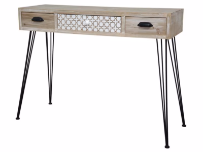 3 sahtliga retro konsoollaud Livin Hill Loano LO013, 105 x 36 x 80 cm, hele puit, mustad metalljalad