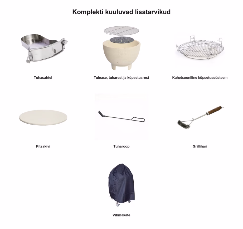 TunaBone Kamado Pro 22″ M roheline keraamiline grill 8-le koos tarvikutega - 13