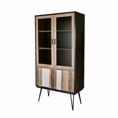 4 uksega vitriinkapp 3D puitfrontidega Livin Hill Adesso ADESL03, 100x45x195 cm