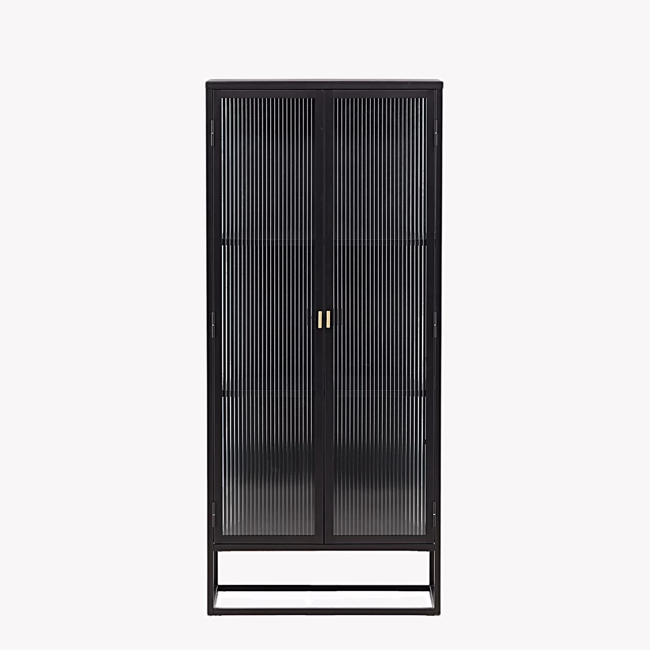 Must metallist vitriinkapp soonilise klaasuksega Garis - 25630-208
