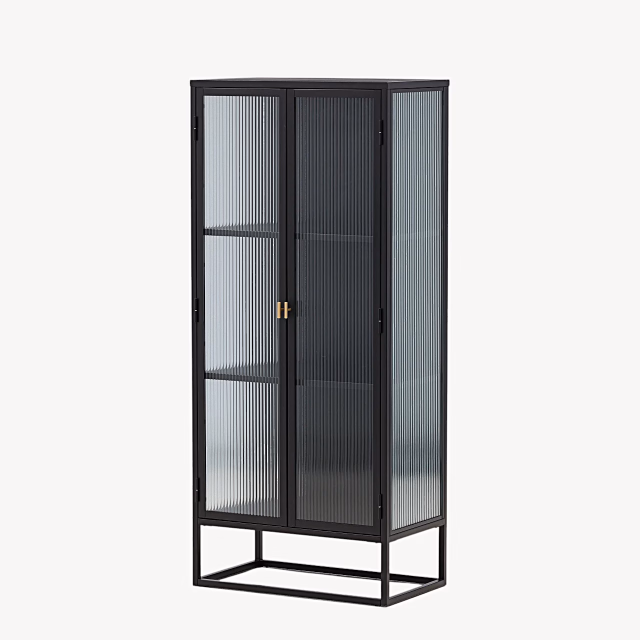 Must metallist vitriinkapp soonilise klaasuksega Garis - 25630-208
