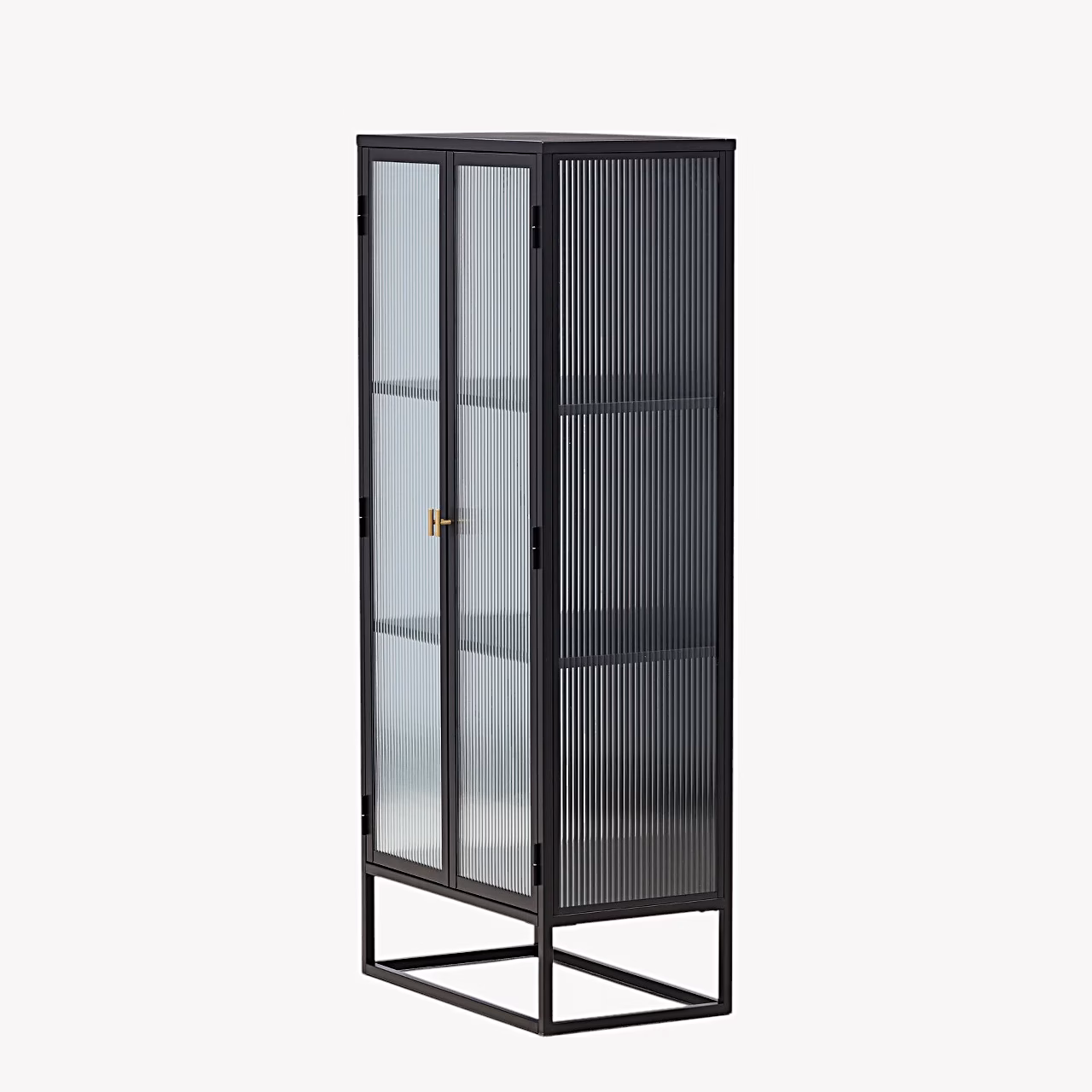 Must metallist vitriinkapp soonilise klaasuksega Garis - 25630-208