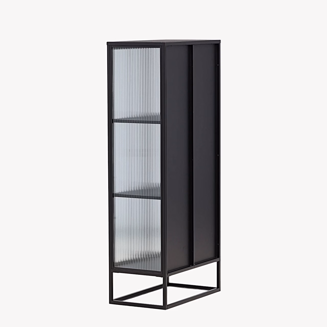 Must metallist vitriinkapp soonilise klaasuksega Garis - 25630-208