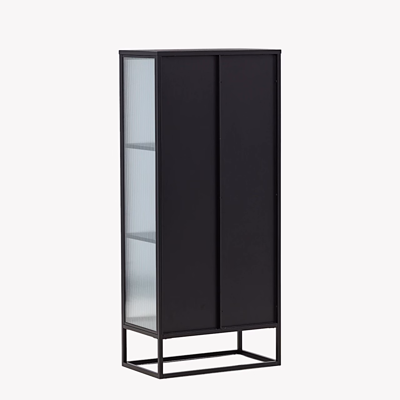 Must metallist vitriinkapp soonilise klaasuksega Garis - 25630-208