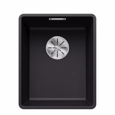 Pealt süvistatud köögivalamu BLANCO SUBLINE 320-F SILGRANIT™ PuraDur™ must, 1 kauss, 40 cm aluskapile