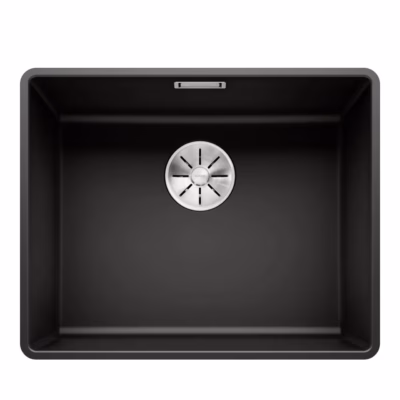 Pealt süvistatud köögivalamu BLANCO SUBLINE 500-F SILGRANIT™ must, 1 kauss, 60 cm aluskapile