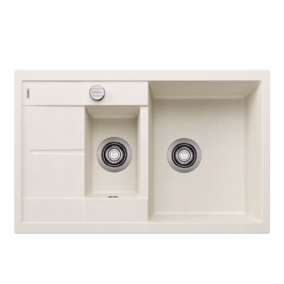 Pealt paigaldatav köögivalamu BLANCO METRA 6 S Compact, SILGRANIT™, 1,5 kaussi, pehme valge, 60 cm aluskapile