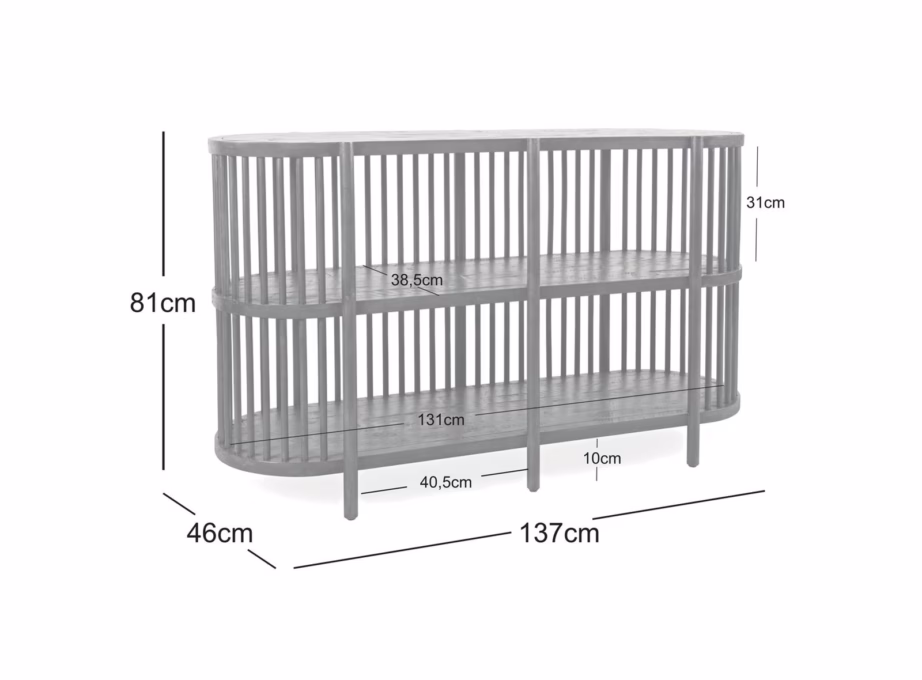 Akaatsiapuust boho stiilis kummut Livin Hill Avola AV2180-54, ovaalne, 137 cm - 12