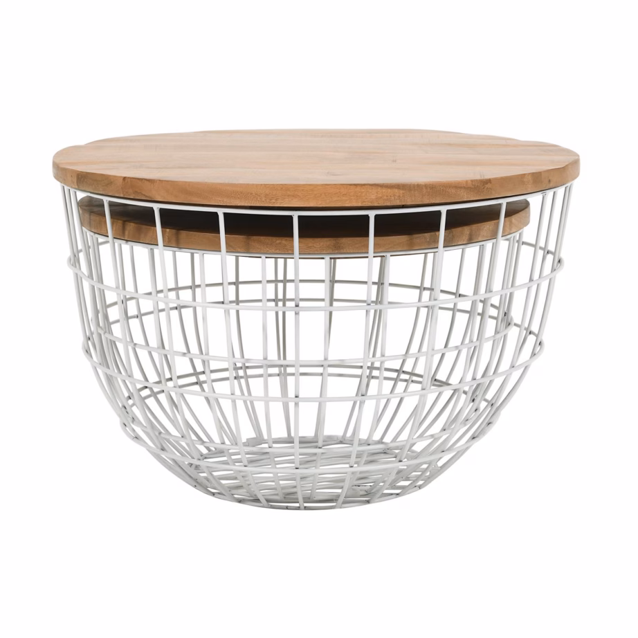 Mangopuidust lisalaudade komplekt Livin Hill Avola AV2330-26, valge metallraam - 2