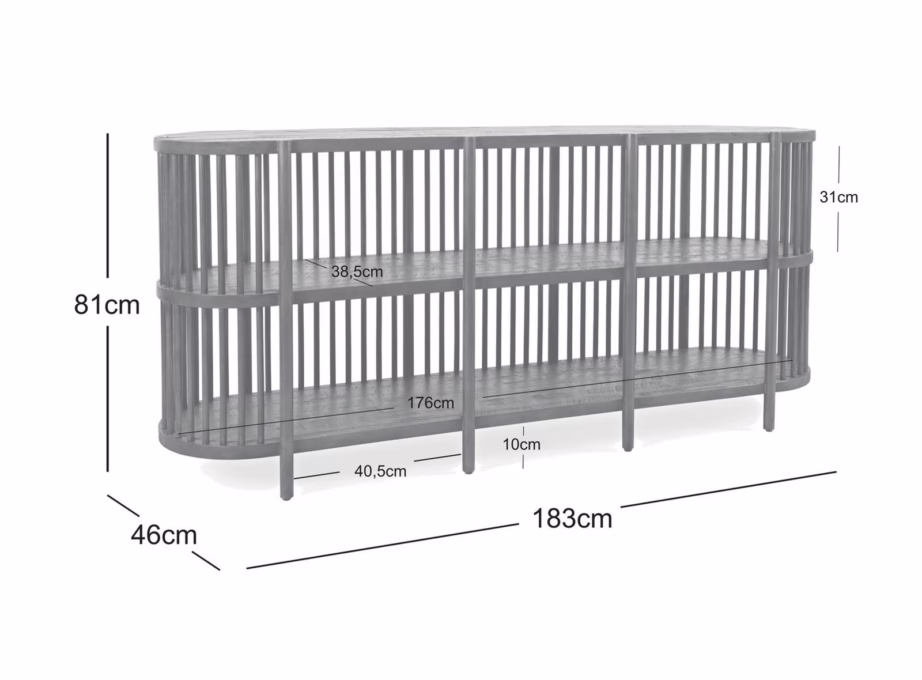 Boho stiilis akaatsiapuust kummut Livin Hill Avola AV2185-72, ovaalne, 183 cm - 11