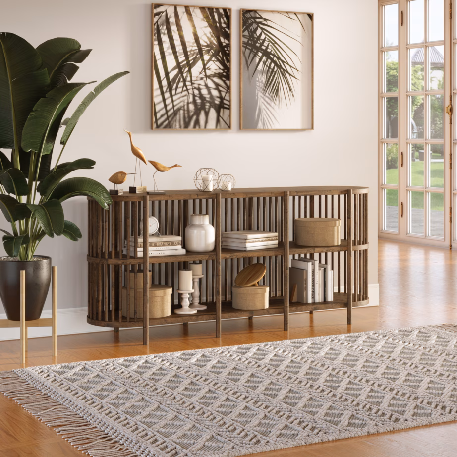 Boho stiilis akaatsiapuust kummut Livin Hill Avola AV2185-72, ovaalne, 183 cm - 10