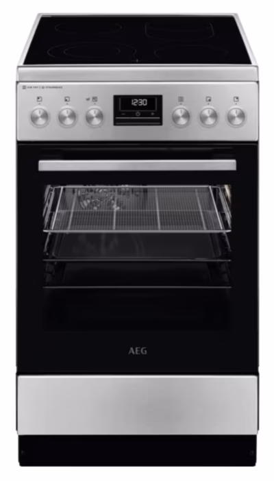 Eraldiseisev pliit AEG CCB56490BM vitrokeraamilise pliidiplaadi ja SteamBake-ahjuga