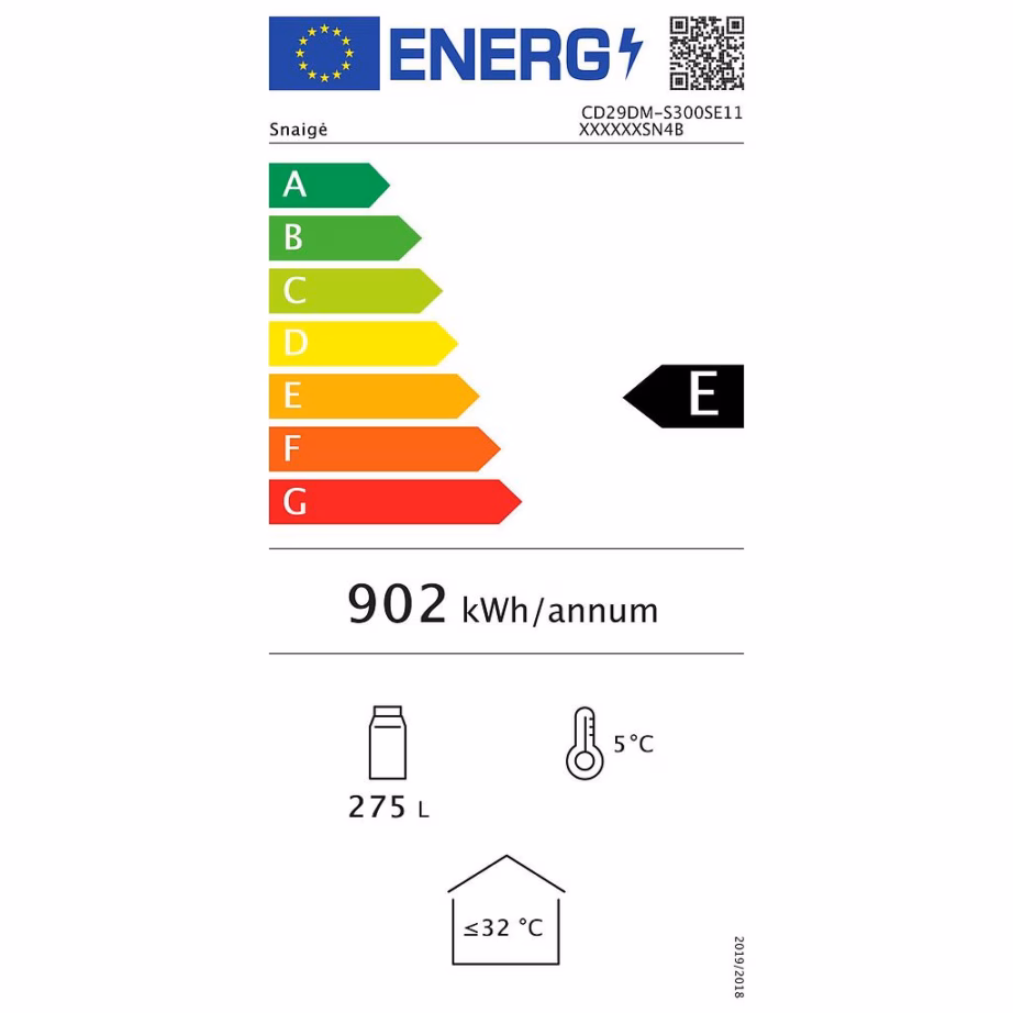Eraldiseisev vitriinkülmik SNAIGE CD29DM-S300SE, 275 l, E-energiaklass - 6