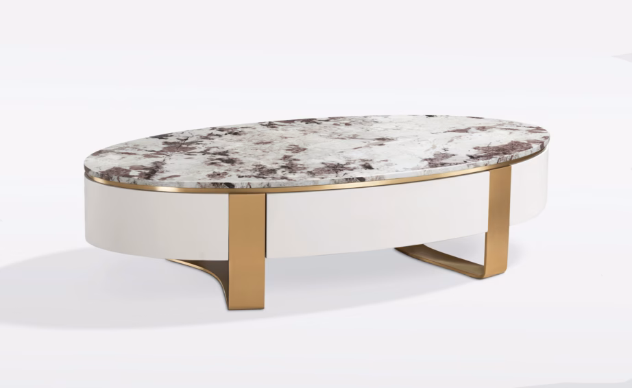 Ovaalne diivanilaud Livin Hill Stilig ST923, marmorviimistlus, 150 cm - 2