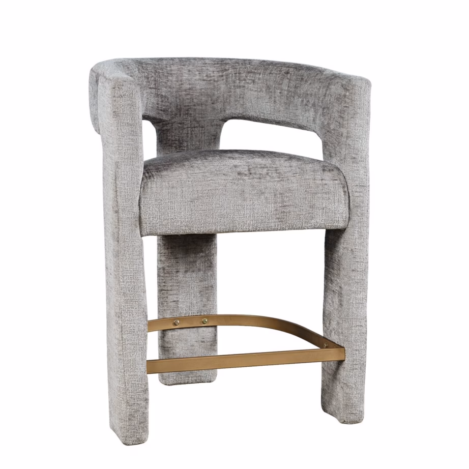 Hõbehall šenillkangast baaritool Livin Hill Leith LET71HOG, istumiskõrgus 62 cm - 2