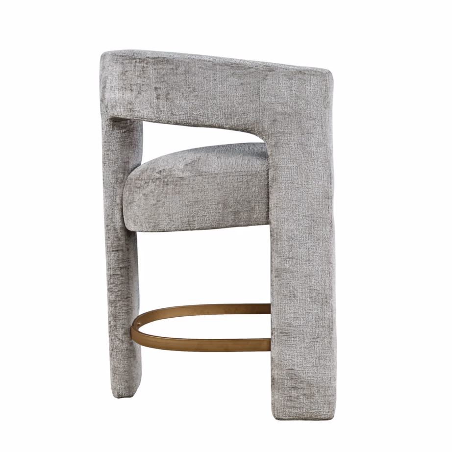 Hõbehall šenillkangast baaritool Livin Hill Leith LET71HOG, istumiskõrgus 62 cm - 3