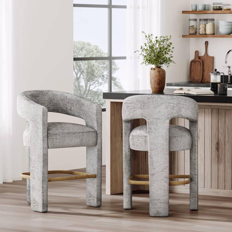 Hõbehall šenillkangast baaritool Livin Hill Leith LET71HOG, istumiskõrgus 62 cm - 7