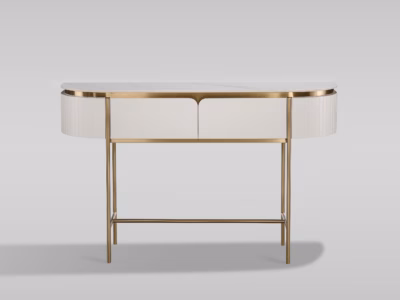 Kreemjasvalge konsoollaud Livin Hill Stilig ST124, 2 sahtliga, marmorviimistlus, 140 cm