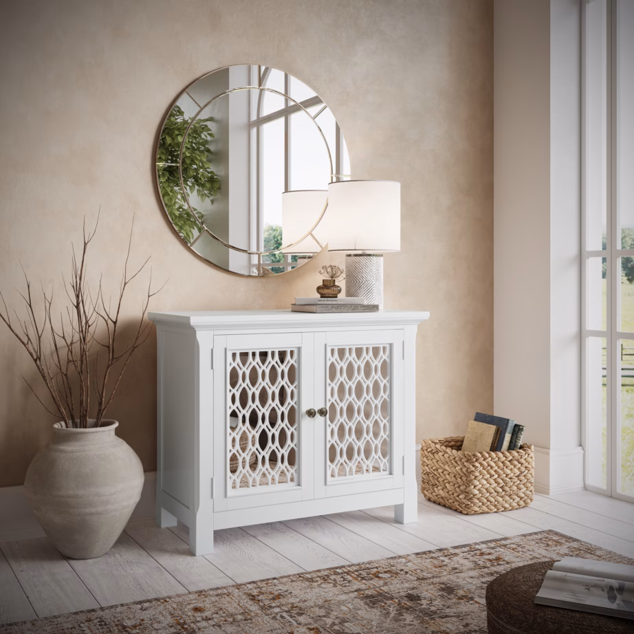 Valge akaatsiapuust kummut peegelustega Livin Hill Avola AV2251-38, 96,5 cm - 11