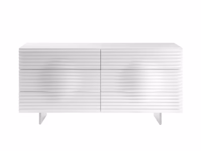 Valge kõrgläikega kummut Livin Hill Hudson H08, 6 sahtlit, 160 cm