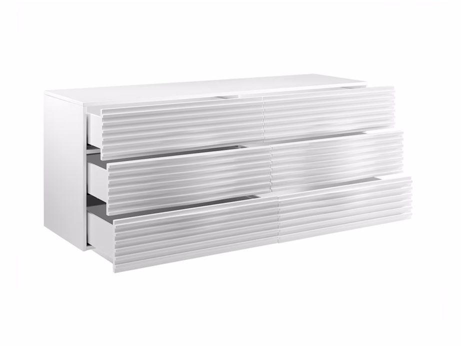 Valge kõrgläikega kummut Livin Hill Hudson H08, 6 sahtlit, 160 cm - 3