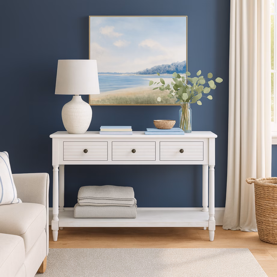 Valge provintsiliku stiiliga konsoollaud Livin Hill Livorno LIV080-W, 120 cm - 21