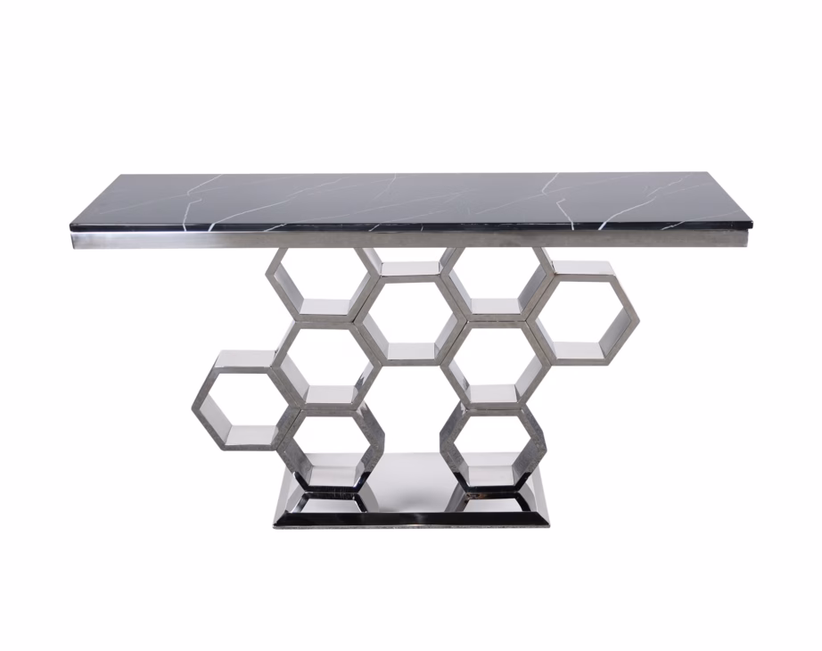 Roostevabast terasest konsoollaud Livin Hill Modig M19S, must marmoriefekt, 150 cm - 2