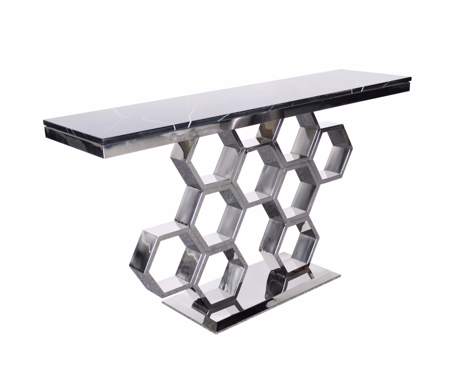 Roostevabast terasest konsoollaud Livin Hill Modig M19S, must marmoriefekt, 150 cm - 3