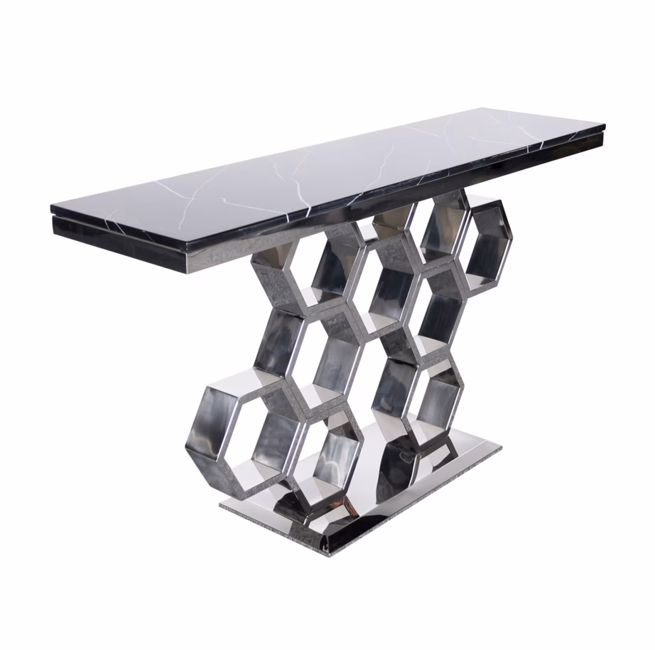 Roostevabast terasest konsoollaud Livin Hill Modig M19S, must marmoriefekt, 150 cm - 4