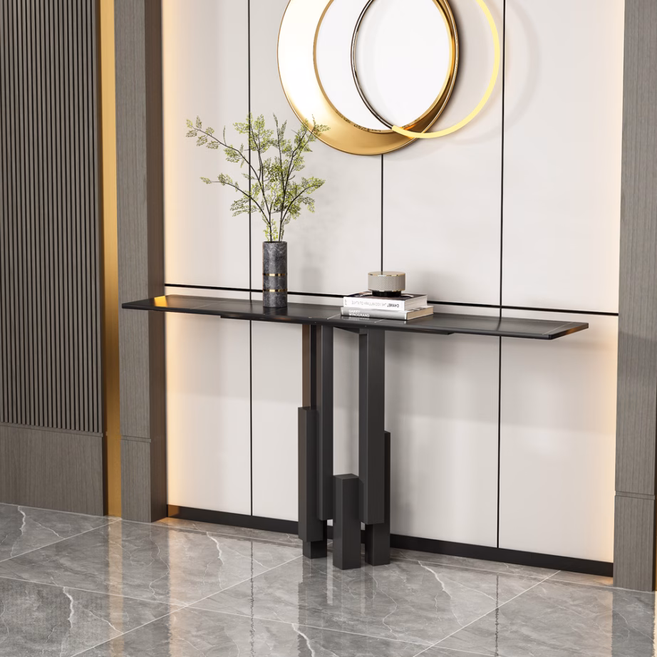 Must süsinikterasest konsoollaud Livin Hill Modig M20-150, 150 cm, marmorimustriga - 8