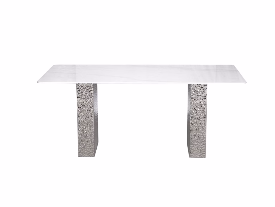 Valge marmorimustriga söögilaud Livin Hill Modig M24, roostevaba teras, 180 cm - 2
