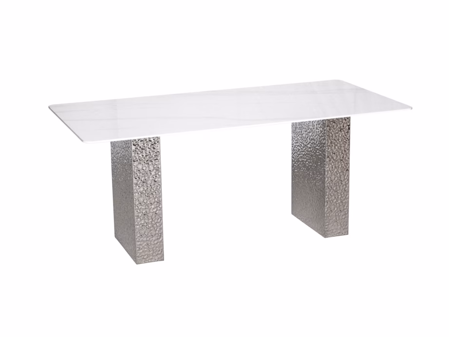 Valge marmorimustriga söögilaud Livin Hill Modig M24, roostevaba teras, 180 cm - 4