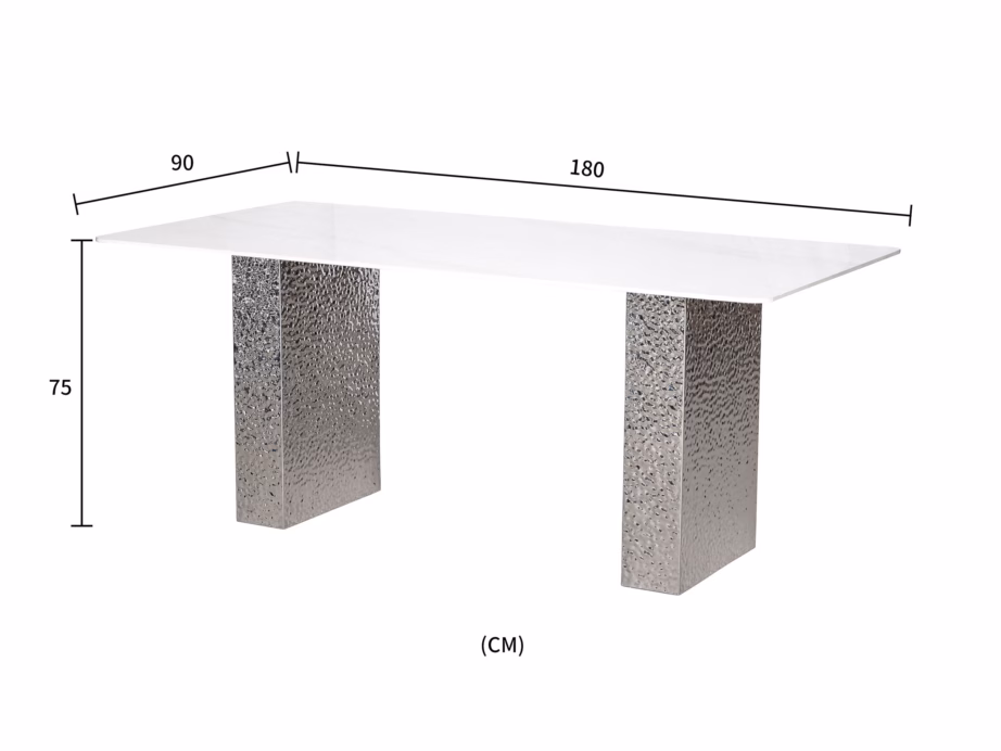 Valge marmorimustriga söögilaud Livin Hill Modig M24, roostevaba teras, 180 cm - 10