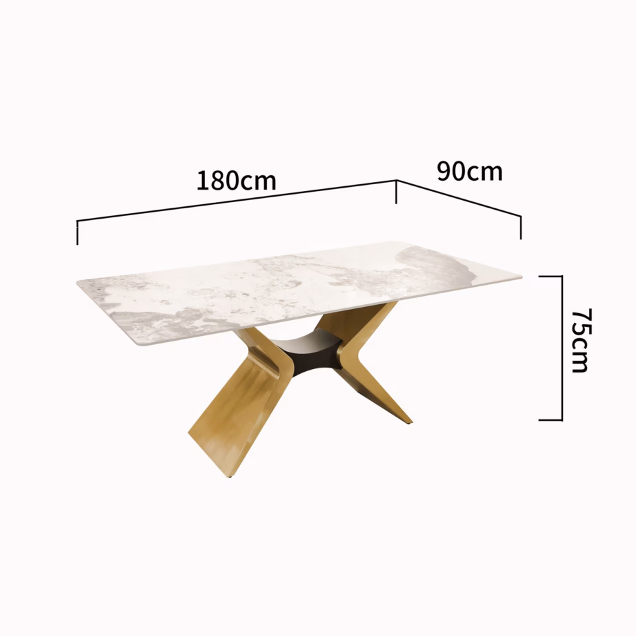 Kuldtooni metalljalgadega söögilaud Livin Hill Modig M40, sinterkivi, 180 cm - 17