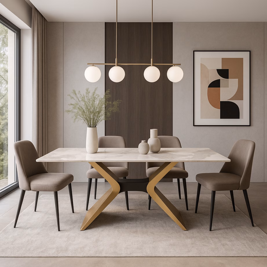 Kuldtooni metalljalgadega söögilaud Livin Hill Modig M40, sinterkivi, 180 cm - 8