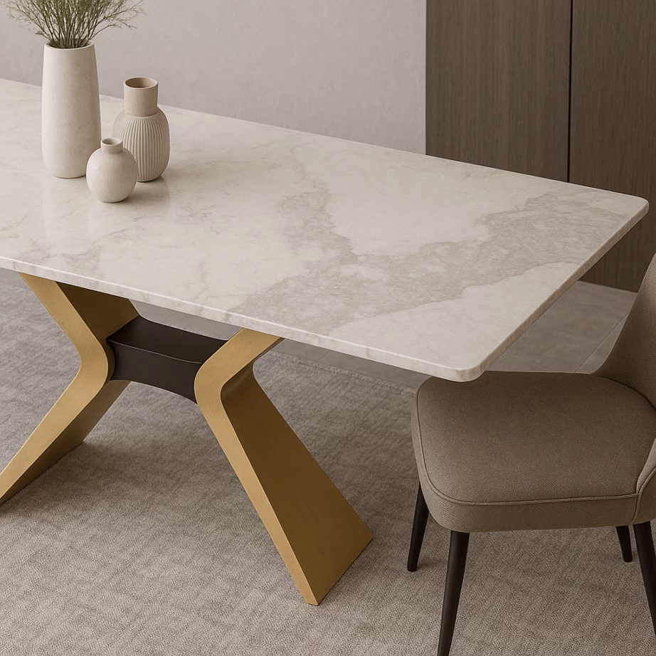 Kuldtooni metalljalgadega söögilaud Livin Hill Modig M40, sinterkivi, 180 cm - 9