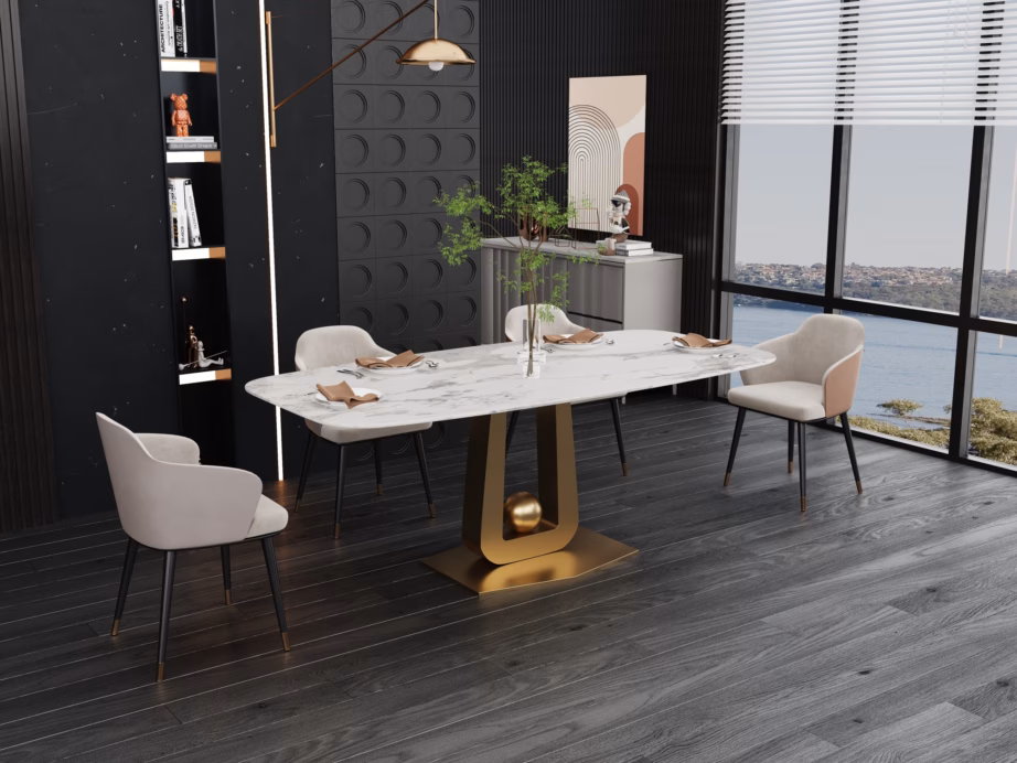 Modernne söögilaud Livin Hill Modig M57, marmorimustriga, 180 cm - 11