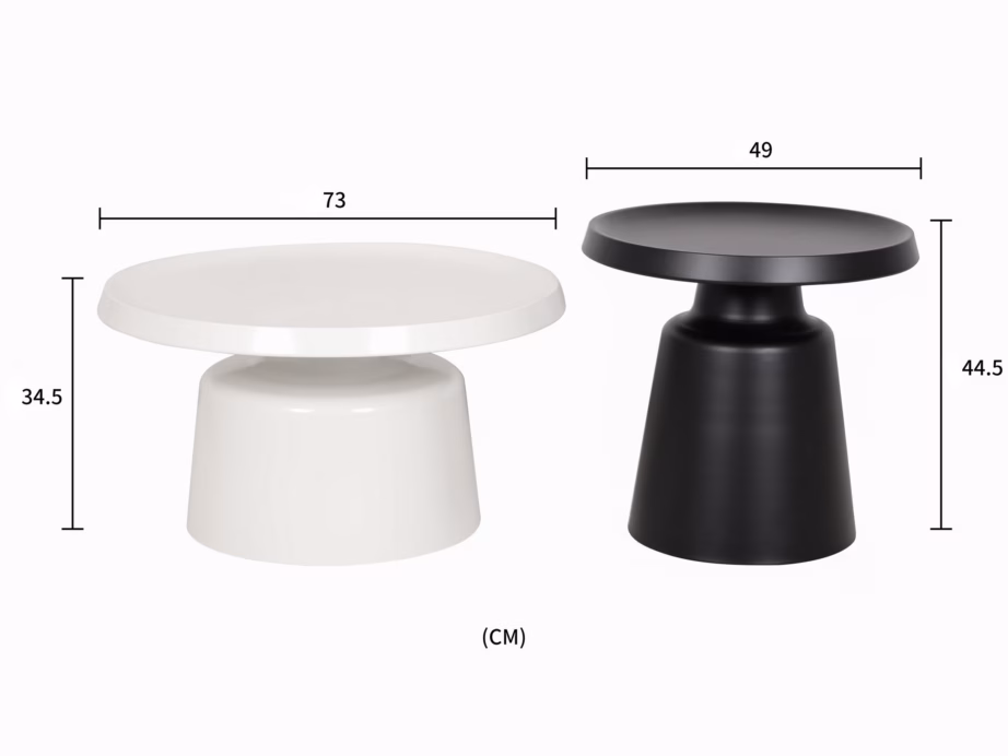 Metallist diivanilauakomplekt Livin Hill Modig M65, 2-osaline, valge/must - 13