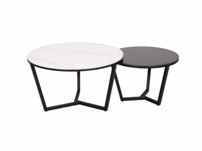 Ümmargune diivanilauakomplekt Livin Hill Modig M66, marmorimustriga, 80/60 cm