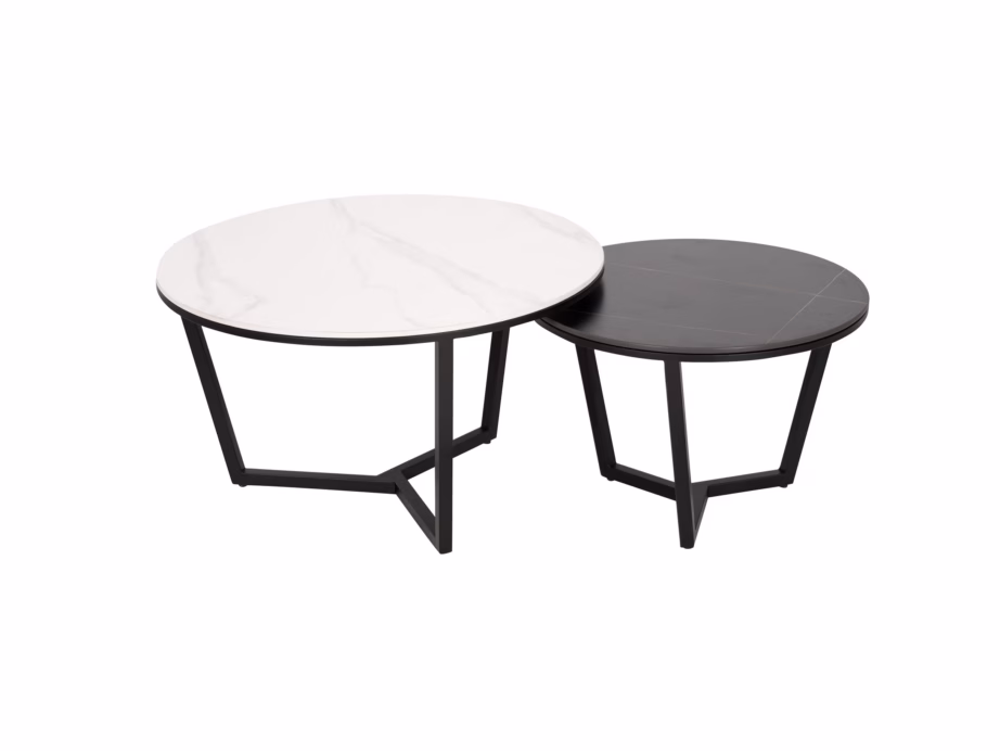 Ümmargune diivanilauakomplekt Livin Hill Modig M66, marmorimustriga, 80/60 cm - 2