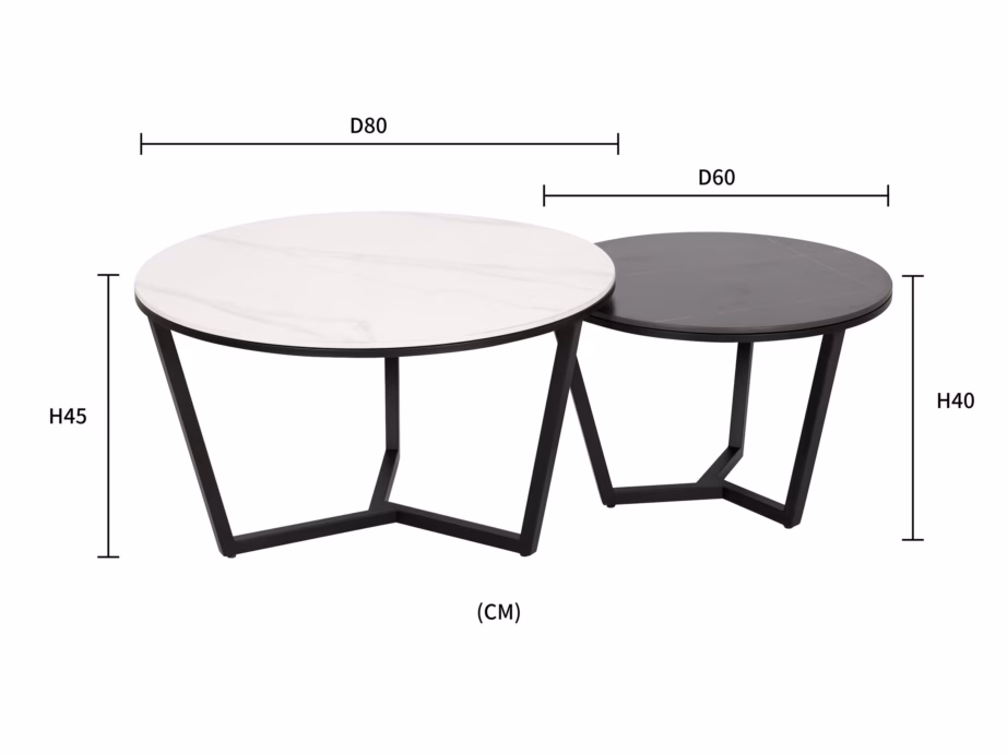 Ümmargune diivanilauakomplekt Livin Hill Modig M66, marmorimustriga, 80/60 cm - 16