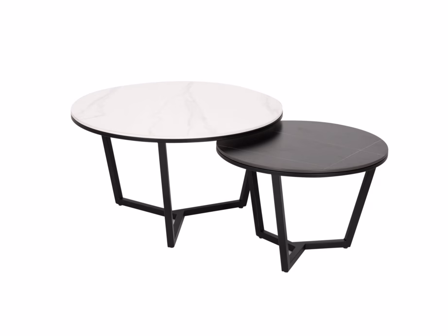 Ümmargune diivanilauakomplekt Livin Hill Modig M66, marmorimustriga, 80/60 cm - 3
