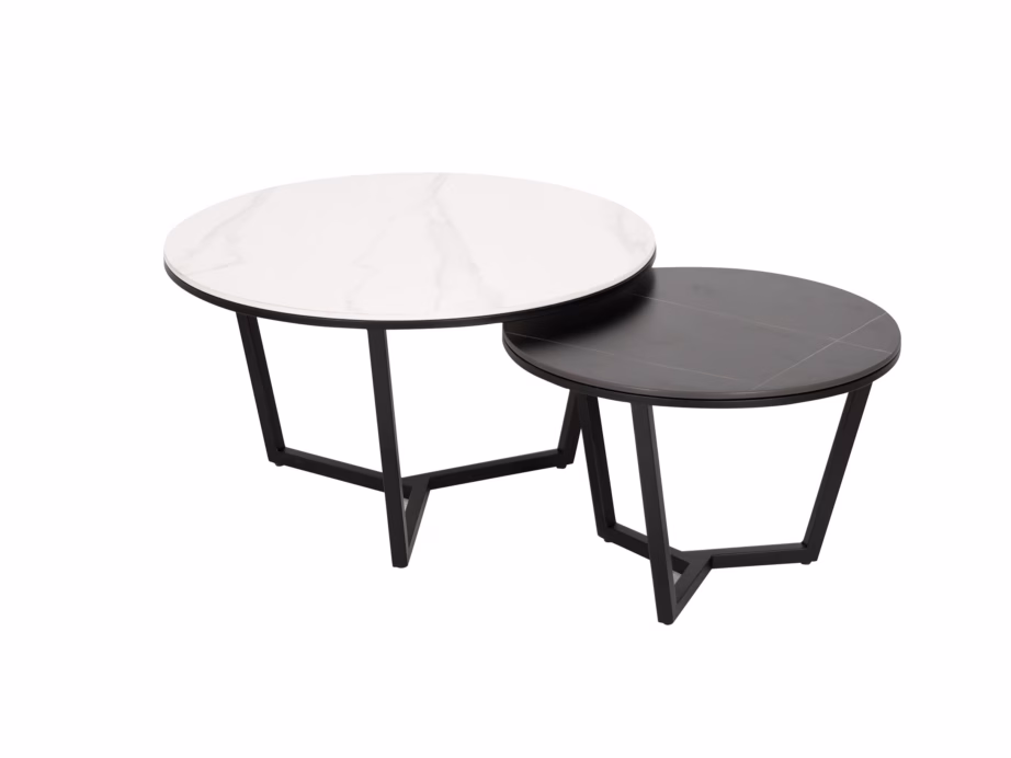 Ümmargune diivanilauakomplekt Livin Hill Modig M66, marmorimustriga, 80/60 cm - 4