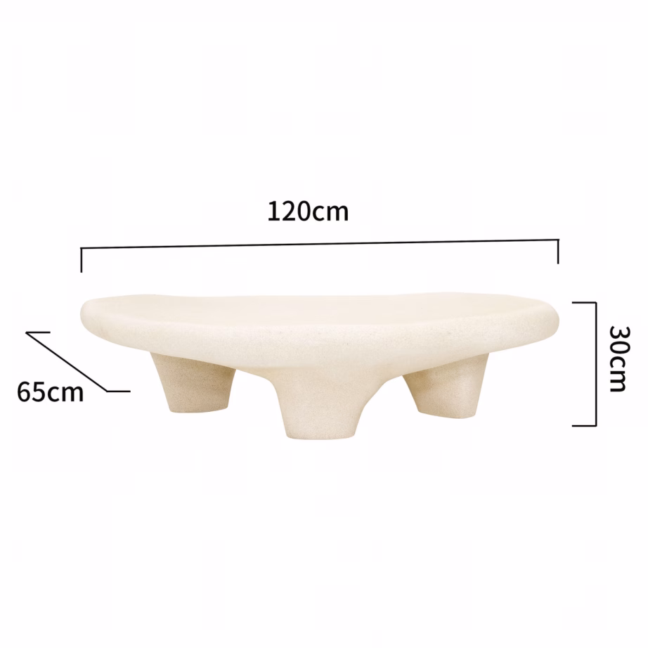Liivakarva klaaskiust diivanilaud Livin Hill Modig M85, orgaanilise kujuga, 120 cm - 12