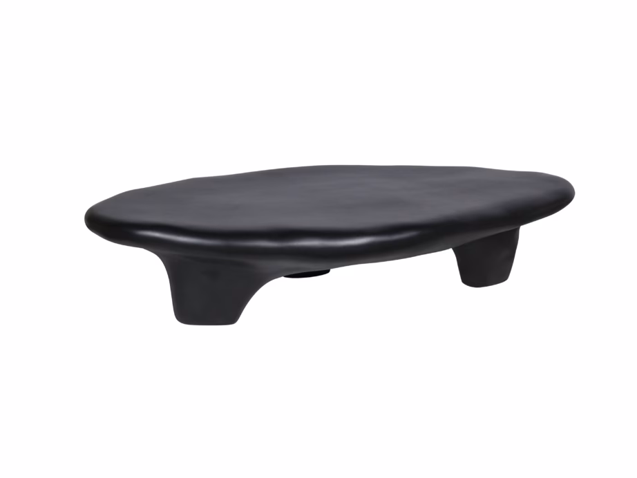 Must klaaskiust diivanilaud Livin Hill Modig M85B, orgaaniline kuju, 120×65 cm - 3