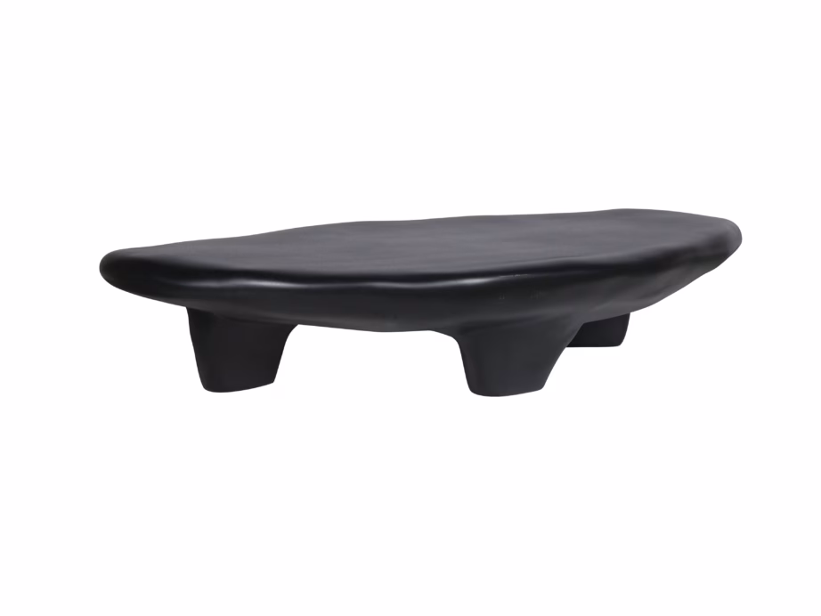 Must klaaskiust diivanilaud Livin Hill Modig M85B, orgaaniline kuju, 120×65 cm - 5