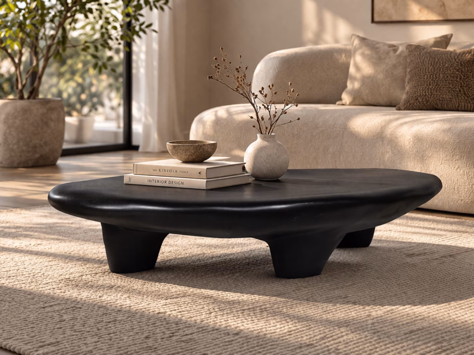 Must klaaskiust diivanilaud Livin Hill Modig M85B, orgaaniline kuju, 120×65 cm - 9
